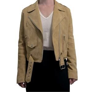 The Row Perlin Suede Moto Jacket Beige size US 6 $4750 Designer EuroChic